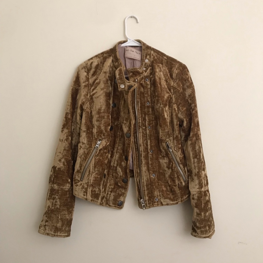 Free people Dusk Til Dawn velvet jacket in gold